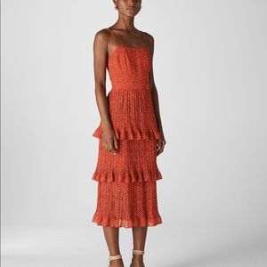 Whistles Mini Leopard Pleated Dress size 8